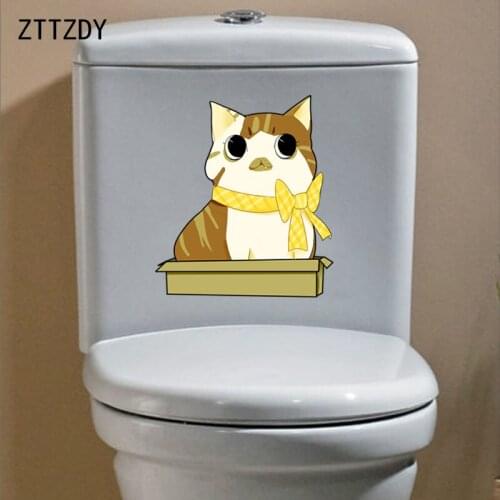 ZTTZDY 19.2*21.8CM Little Cat Wall Sticker Toilet Decal BedRoom Home Decor Animal T3-0378