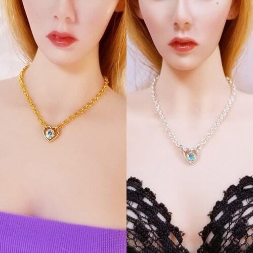 1/6 Scale Figure Scence Accessory Heart Shaped Diamond Necklace Model Toys for 12'' Female Action Figure Body