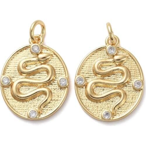 Pandahall 10pcs Cubic Zirconia Pendants Charms with for DIY Jewelry Making Bracelets Golden