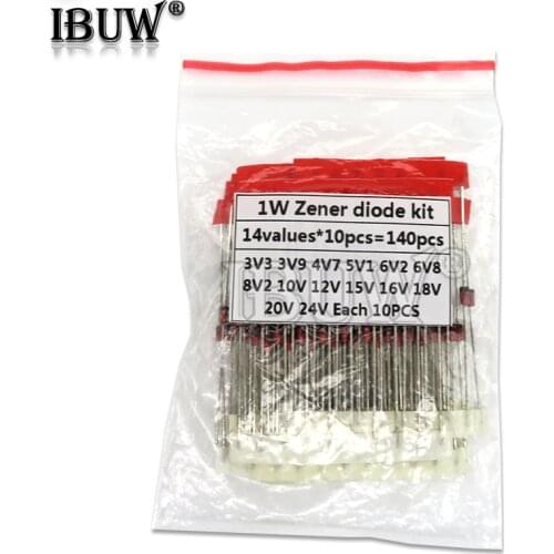 14values*10pcs=140pcs 1W Zener diode kit DO-41 3.3V-30V Component diy kit