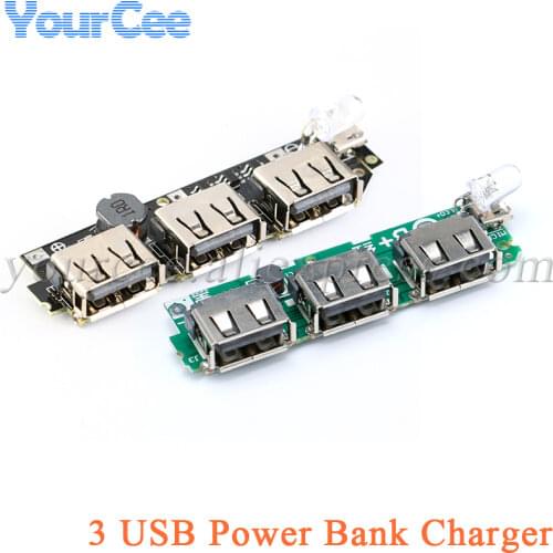 3 USB 5V 2A 1A Mobile Power Bank Charger Module Lithium Li-ion 18650 Battery Charging Board LED Indicator 3V 3.7V 4.2V to 5V
