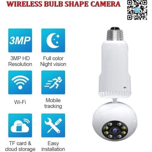 2021 IP Camera HD Home Security 360 Panoramic Light Bulb Cameras Auto Track Wireless Video Lamp Cam Surveillance With Wifi