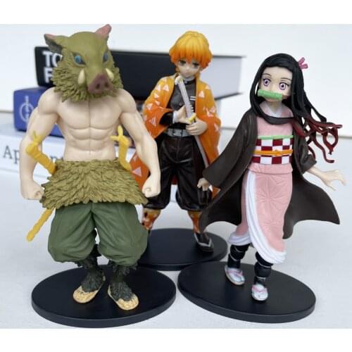 2021Q Version Anime Action Figure Demon Slayer Kimetsu No Yaiba Dolls Tanjiro Nezuko Zenitsu Demon Slayer Kawaii Toys Kids Gifts