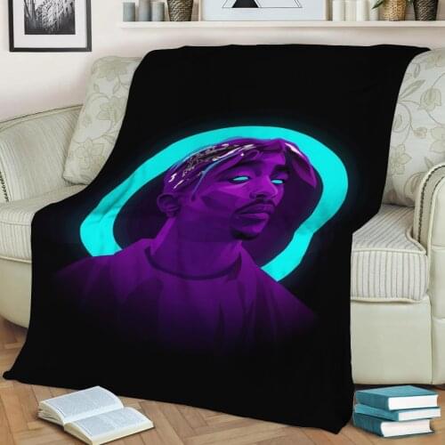 2pac Neon 3D Print Plush Blanket Throw On Sofa Home Decor Soft Warmth Washable Nap Blanket Dropshipping