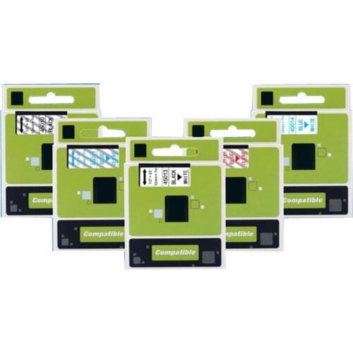 45013 45010 45018 Labeling Tape D1 Cartridge Compatible Dymo D1 Label Tapes for LM160 LM280 260P PNP Printer 12mm black on white
