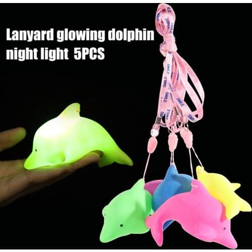 5 Pcs Lanyard Glowing Dolphin Night Light Childrens Luminous Toy LED Light Creativing Hanging Toys LBV