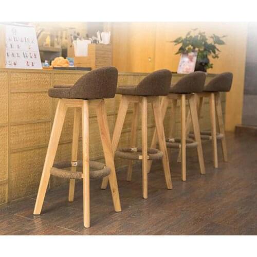 2pcs Bar Stool Modern Minimalist Home Solid Wood High Stool Bar Stool Bar Chair Leisure Back Chair Stool Backrest Chair