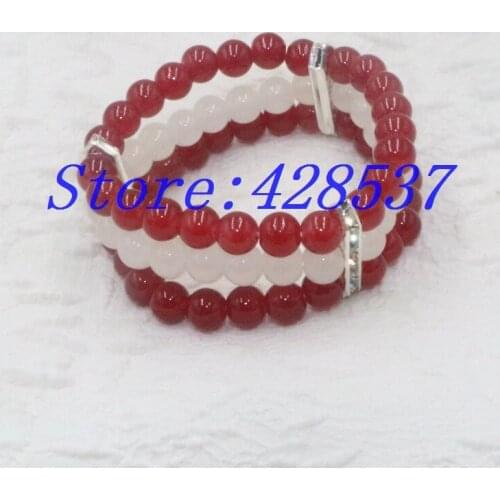 Free Drop Shipping Greek Sorority Fraternity Organization Delta White Red Crystal Glass Bead Young Adult Woven Bangles Bracelets
