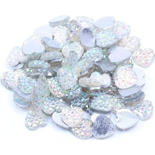 7 colors 40pcs/set 12mm heart-shaped beads Flat back Craft Scrapbook Decorative DIY Heart-shaped diamond Embellishments Beads