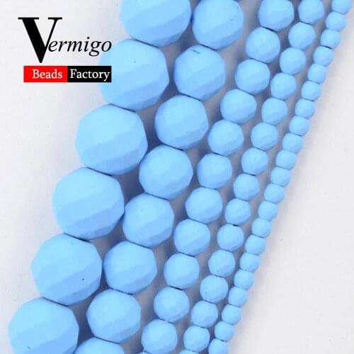 Natural Minerals Beads Blue Nanotech Rubber Faceted Hematite Beads For Jewelry Making Beads For Bracelet Necklace 2-8mm 15"