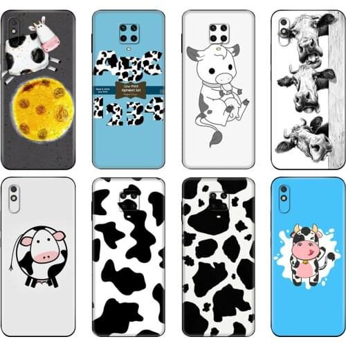 Black tpu Case For Xiaomi Redmi 7A 8 8A 9 9A 9C Case Redmi Note 8T 8 Pro T Note 9 9S 9 Pro Case black and white cow
