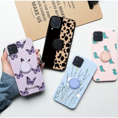 Magnetic Ring Holder Fundas For Samsung Galaxy M32 Case Flower Back Cover For Samsung M 32 M325 SM-M325F Silicone Soft TPU Couqe