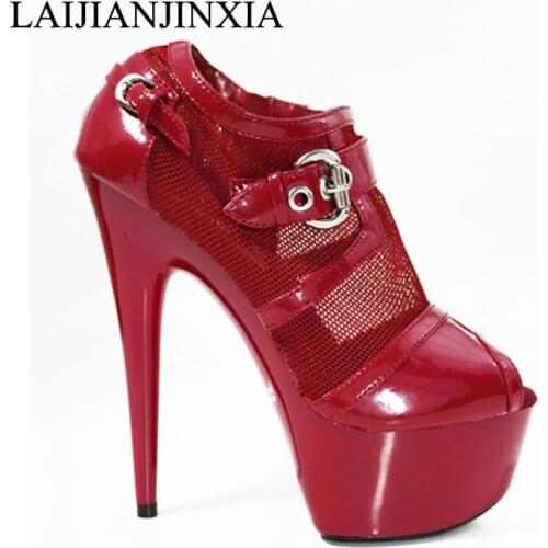 Patent Leather Women Pumps Peep Toe Slip-on 3cm Platform 15cm High Heels Stilettos Women Trendy Patent Pumps New Arrival