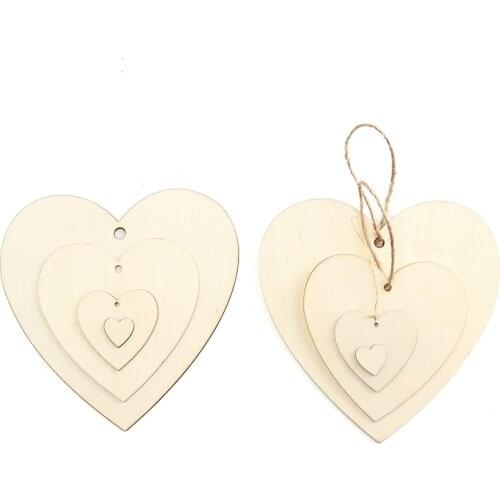 Heart Shape Wood Chips With Rope Ornaments Christmas Tree Scrapbooking Decor Home Shop Hanging Tags Crafts Gift 2mm