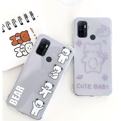 For OPPO A53 2020 case cartoon animal transparent TPU protection back cover lovely soft silicone mobile phone case