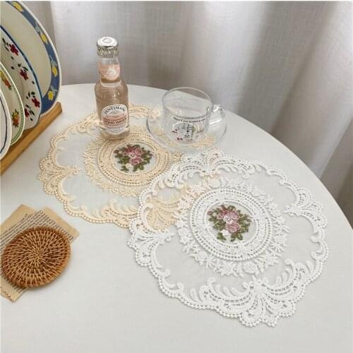 Home Decorative Lace Pads Anti-scald Placemat Nordic Table Place Mats Hotel Weddings Embroidery Mat for Tableware