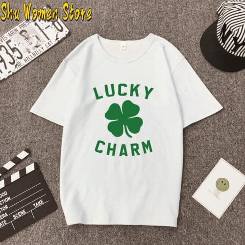 Tee Patricks Day Shirt Women Short Sleeve T-shirt Lucky Girl Tops Drink Gift For Mom Lucky Mama O-neck woman tshirts