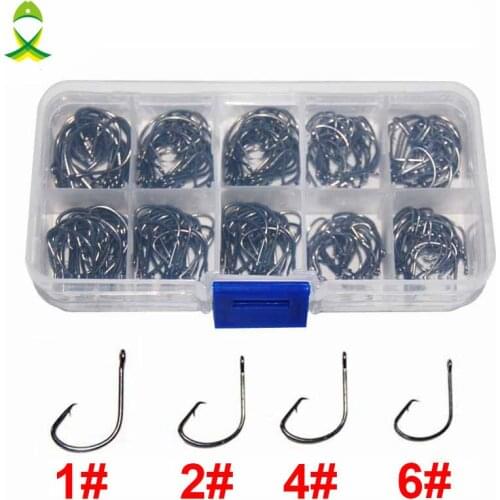 JSM 200pcs 7381 High Carbon Steel Fishing Hooks Octopus Offset Sport Circle Bait Fishing Hook Set With Box