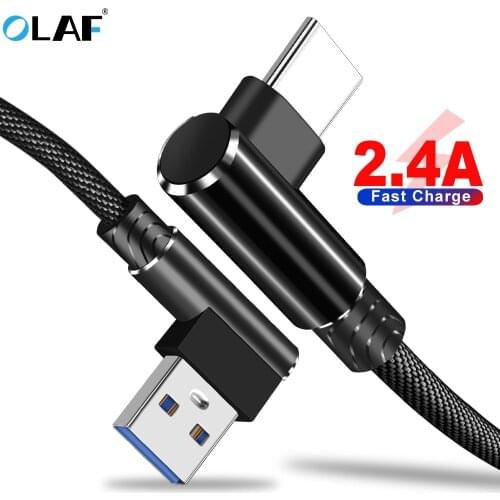 OLAF USB Type C Cable 90 Degree Fast Charging Data USB C Cable For Samsung S10 S9 S8 Xiaomi mi8 mi9 Huawei P20 P30 USB-C Charger