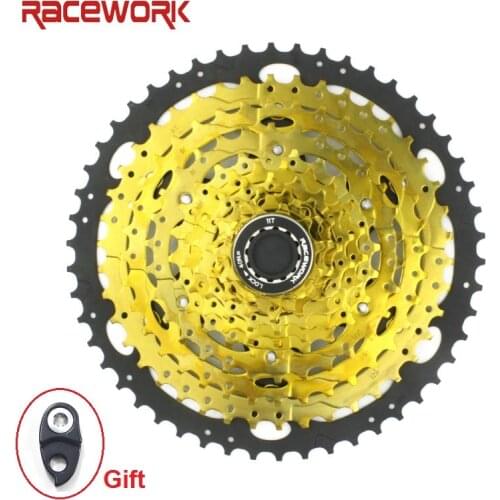 RACEWORK 10 Speed Bicycle Cassette Gold Bike Cassette Sprocket Bike Flywheel for Mountain Bike MTB / SRAM 11-46T 11-50T