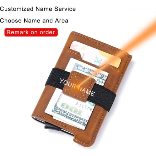 DIENQI Customize Engraving Wallets Men Women Rfid Credit Card Holder Leather Personalized Wallet Carbon Black Money Bag Purse