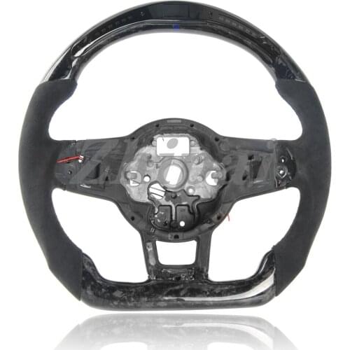 Forged carbon fiber + Alcantarar steering wheel For VW Golf MK7 R with LED