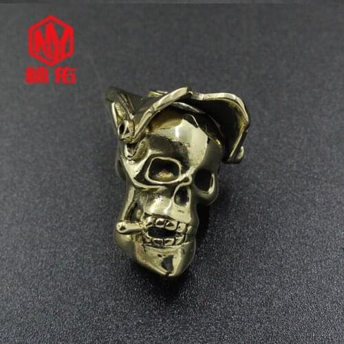 Punk Style Brass With Eyes Skull Paracord Knife Beads Outdoor EDC Tools Mini Accessories