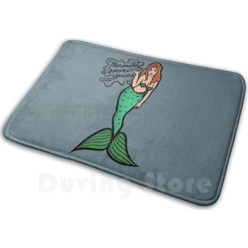 Mermaids Smoke Seaweed Mat Rug Carpet Anti-Slip Floor Mats Bedroom Mermaids Smoke Seaweed Weed Pot Mermaid Mermaids Smoker 420
