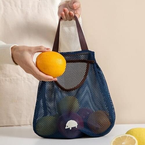 Kitchen Multifunctional Fruit and Vegetable Storage Hanging Bag Portable Ginger Garlic Hollow Mesh Bag Breathable Storage Bag
