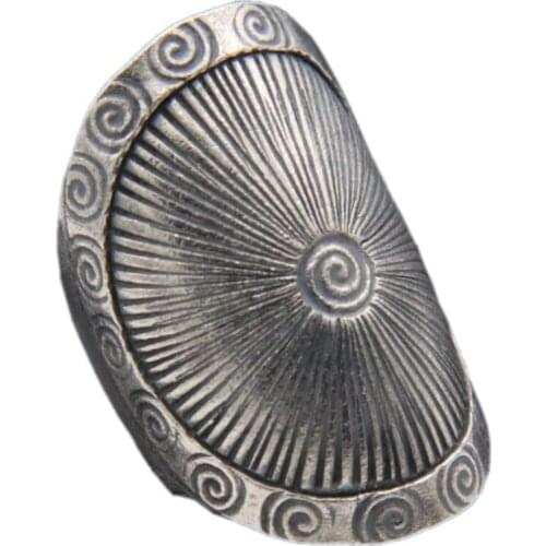 BOCAI S925 sterling Silver Ring retro antique embossed carved open exaggerated Thai silver ring for men and women