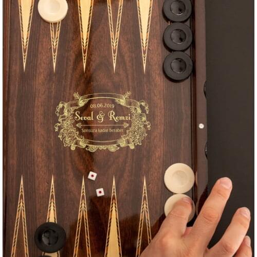 Wooden Backgammon Board Gift for Men Chess Checker Board Game Backgammon with Checkers Outside Gift for Godparents