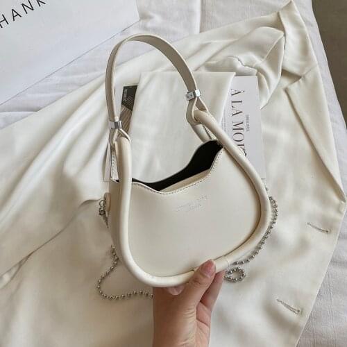 2021 summer new style female bag fashion small handbag mini mobile phone bag beaded chain messenger bag solid color shoulder bag