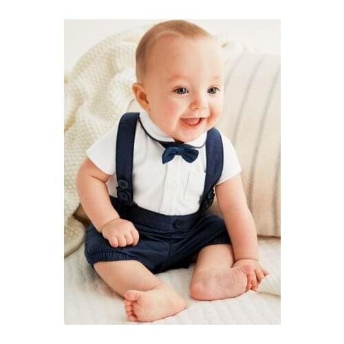 New baby boy clothes gentleman newborn baby clothing set high quality cotton T-shirt + Overalls