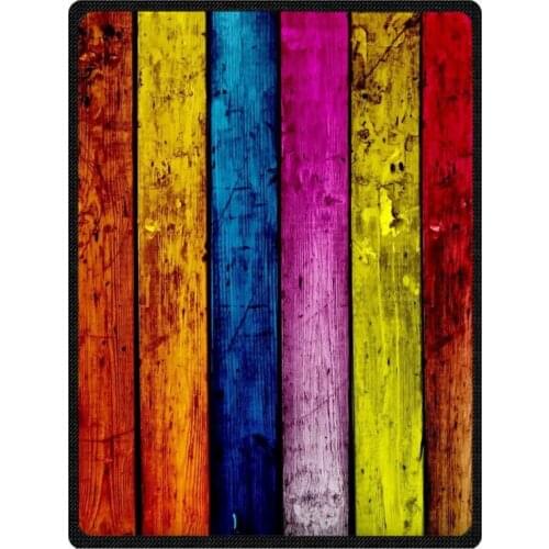 Personalized Colorful Wood Stripes Throw Blanket Custom Coral Flannel Blanket Sofa Couch Bed Plane Travel TV Blankets