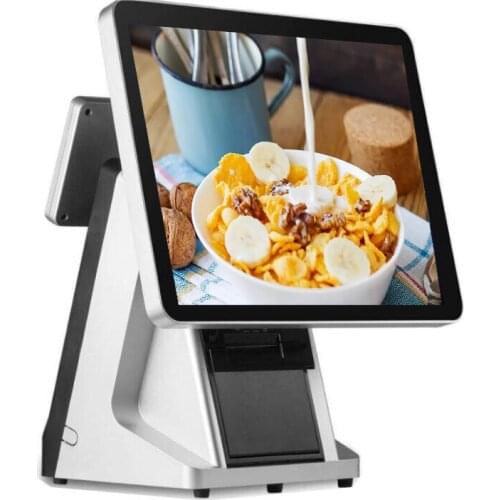 Pc pos terminal 15 inch capacitive touch screen pos system with VFD 58mm printer cash register