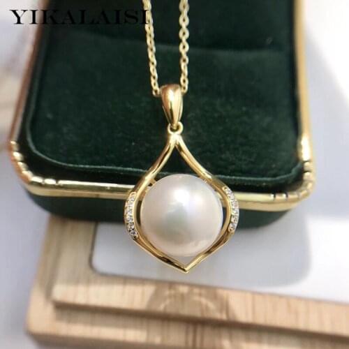 YIKALAISI 925 Sterling Silver Necklaces Jewelry For Women 12-13mm Oblate Natural Freshwater Pearl Pendants Wholesales