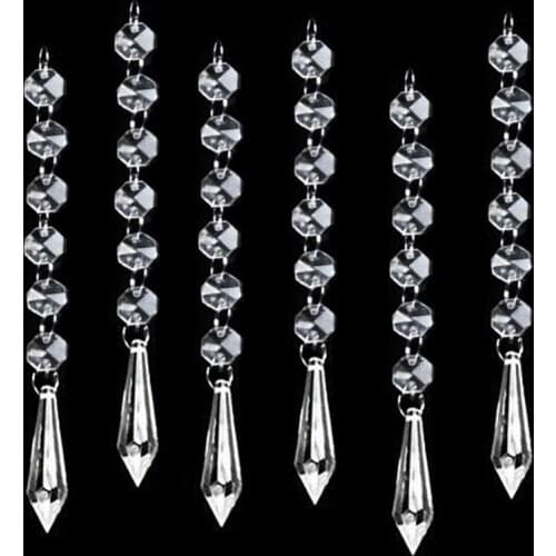 1pc 17cm Transparent Acrylic Crystal Octagon Bead Wedding Supply decor Garland Chandelier Hanging for Christmas Tree Decor