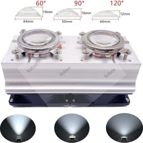 1set 20W 30W 50W 100W 200W high power LED heat sink cool with fans 44mm lens 60/90/120 degree + reflector bracket