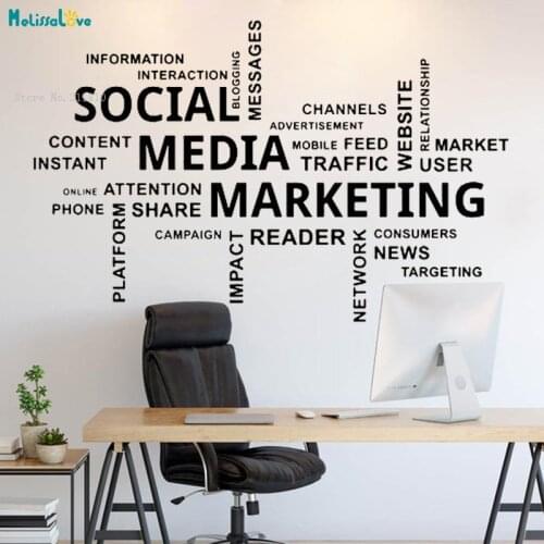 Social Media Marketing Wall Sticker Office Business Worker Inspire Innovative Company Decor Motivation Vinyl Decals YT2730