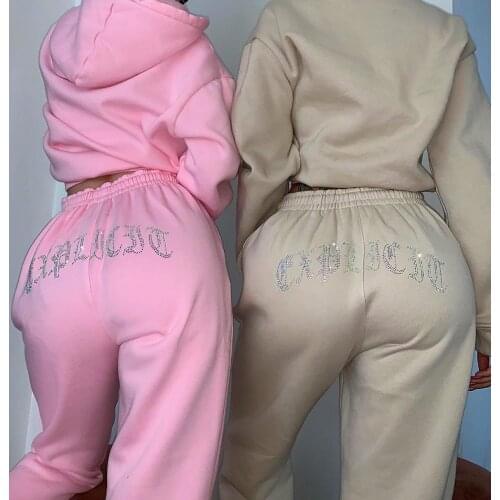 Tracksuit 2 Piece Women Set Oversize Hoodies Sweatshirt Loose Sweatpants Joggers Sport Suit Women Sweetshirts Y2K E girl