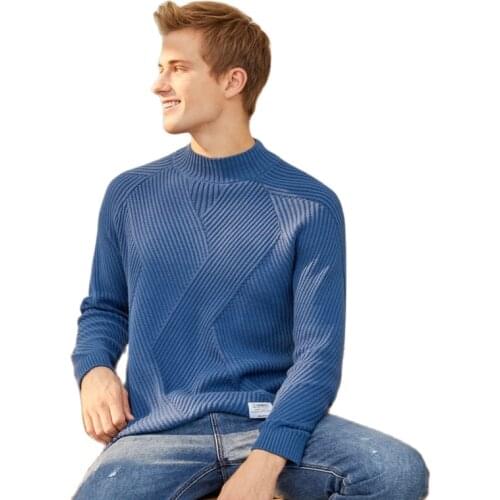Half-neck sweater men white sweater lazy style 2019 winter new man Korean thicken top knitted sweater male