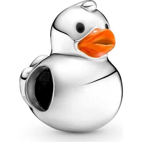 Fits Pandora Bracelet Original 925 Sterling Silver Polished Rubber Duck Charm Beads for Jewelry Making Women Kralen 2021 New