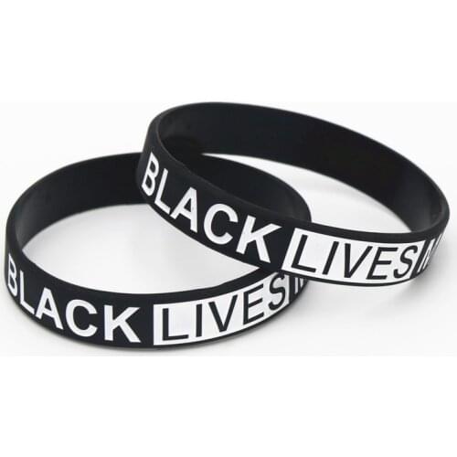 1PC Hot Sale Black Lives Matter Silicone Wristband Black Silicone Rubber Bracelet & Bangles For Men Women Name Gifts
