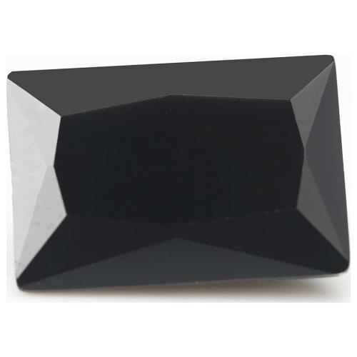 100pcs 2x3~10x12mm Rectangle Shape Loose Stone Black Color Glass Synthetic Gems For Jewelry DIY Stone Princess Cut