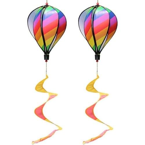 2PCS Balloon Wind Spinner Striped Windsock Balloon Yard Decor Spiral Balloon Windmill