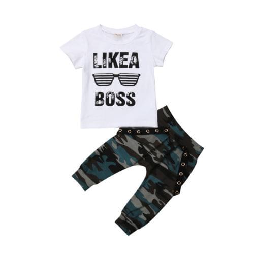2018 Brand Toddler Baby Boys Hip Hop Tops T-shirt Camo Pants Outfits Set Clothes Size 0-3T