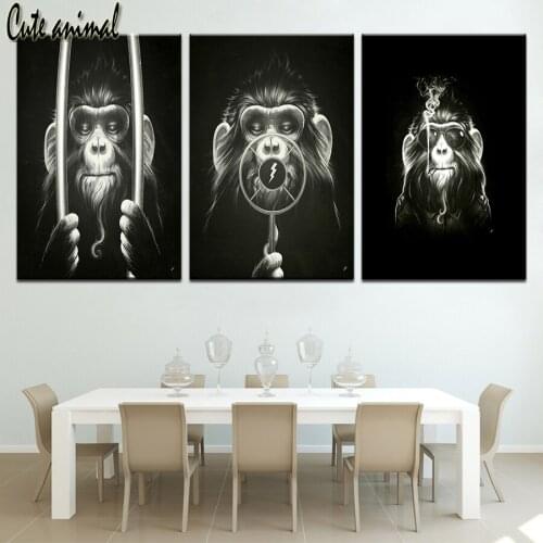 3 PCS 5D Diamond Painting Animal monkey Full Drill Square Diamond Embroidery Rhinestones Pictures Diamond Mosaic Sale Home Decor