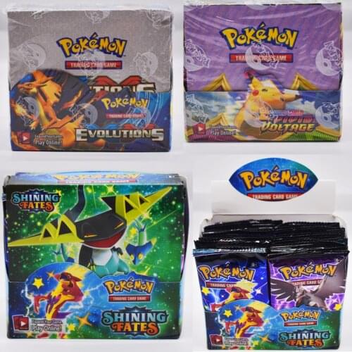 324pcs Pokemones Cards Pikachu Evolutions Booster Box Collectible Trading Cards Game for Kids English Version Charizard Mewtwo