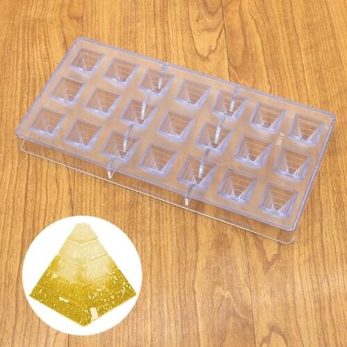 3D pyramid shape polycarbonate chocolate moulds,wholesale pc plastic chocolate Square mold,kitchen bakeware pyramid pan