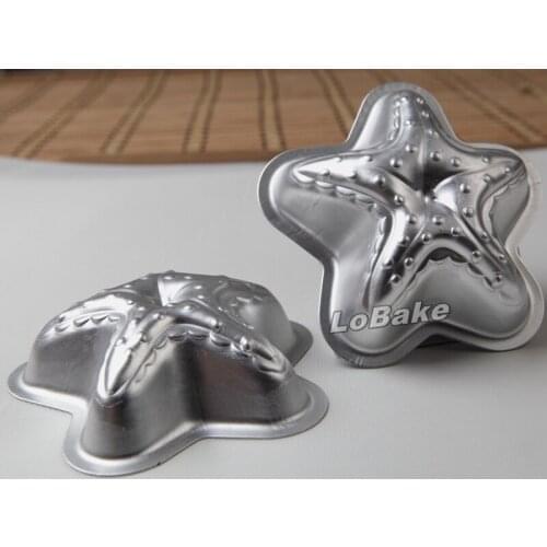 5pcs/lot) Unique design small 10*3cm starfish stelleroid sea star shape aluminium alloy mould mousse cupcake jelly mold DIY
